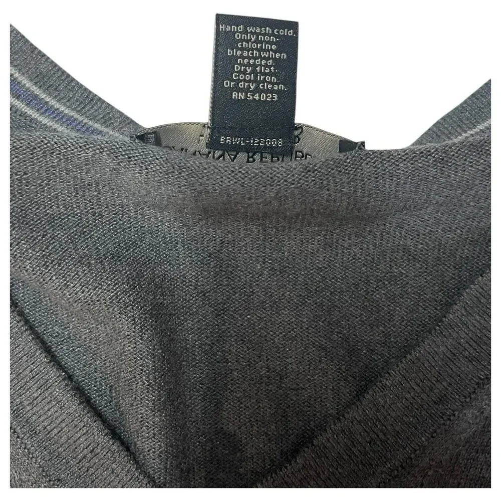 Banana Republic Sweater Mens L Silk Cashmere Luxury Blend V Neck Preppy Gray